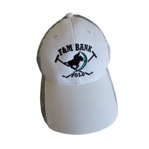 Trucker Hat White Farmers and Merchants Bank Polo Baseball Cap Hat LH8147